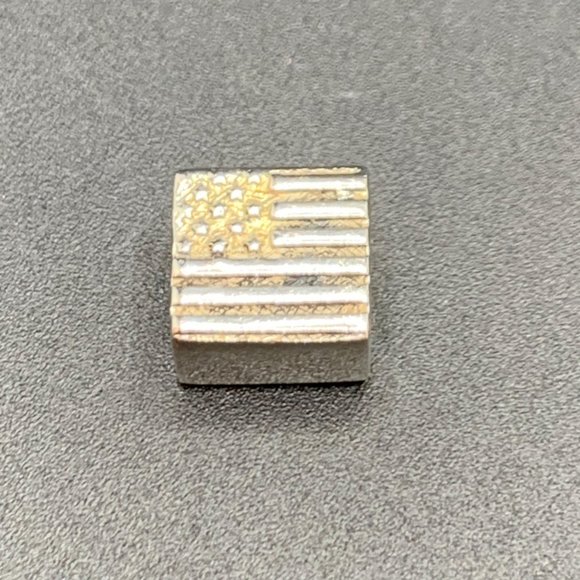 Solid Sterling Silver Stamped 925 American Flag Square Slide Charm - Picture 2 of 12